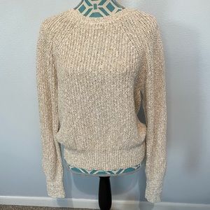 Free People Cream Crewneck Sweater size Medium Cotton & Linen